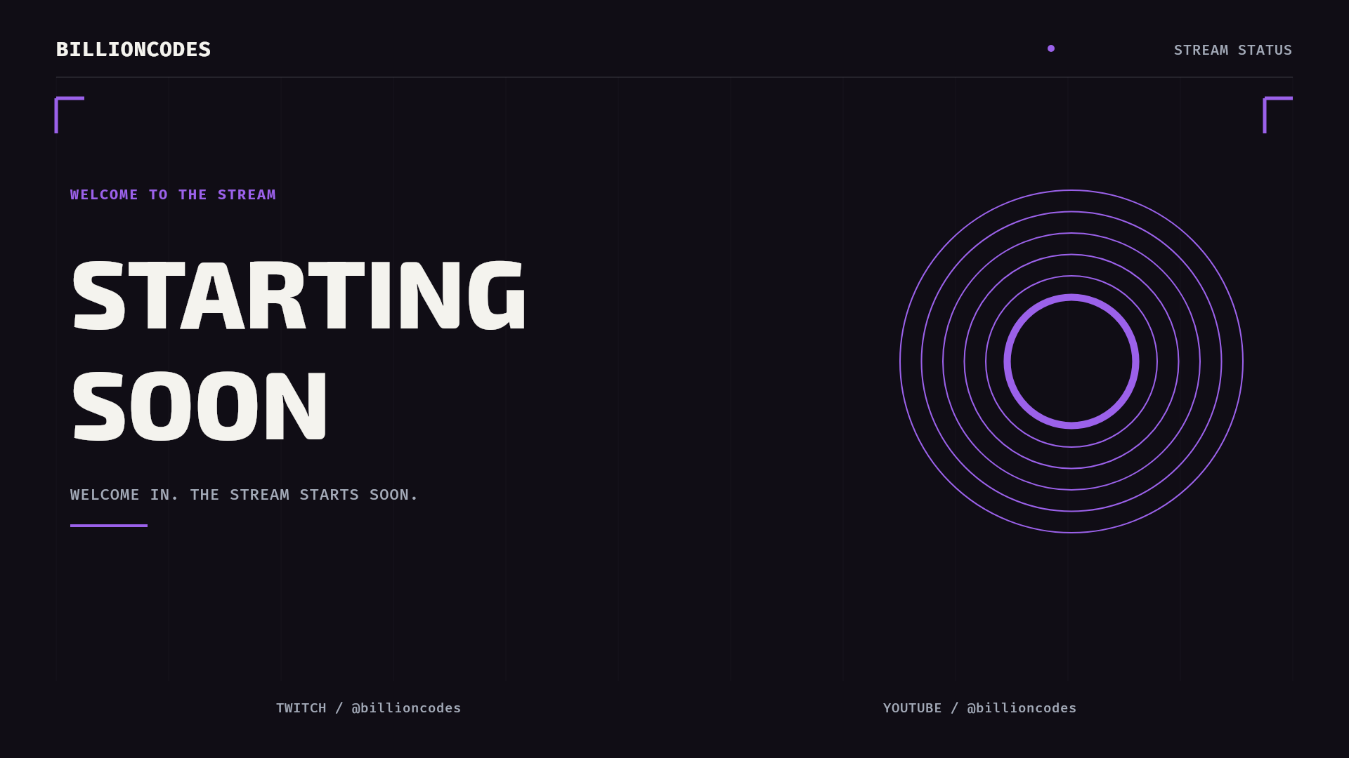 An actual generated Orbit streaming scene with bold typography and orbital artwork